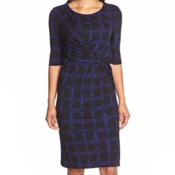 Hugo Boss Blue Black Sheath Career Dress Small I - Picture 1 of 10